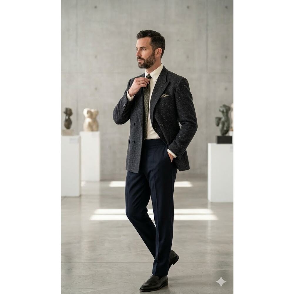 Gianni Jeffrey Michael Blazer Mens 44 Black Double Breasted Vintage Classic Coat